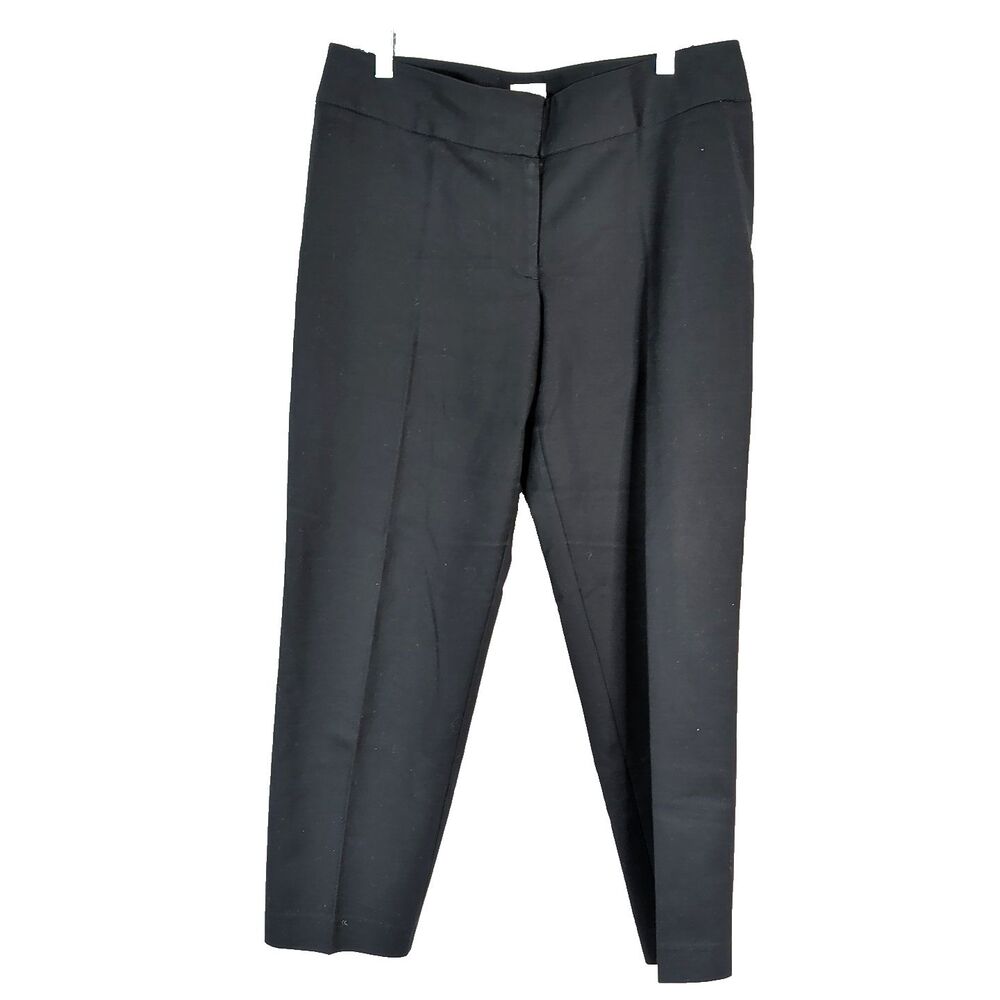 Chico's Black Straight Leg Flat Front Dress Pant Size 2.5 Large 14 Cotton